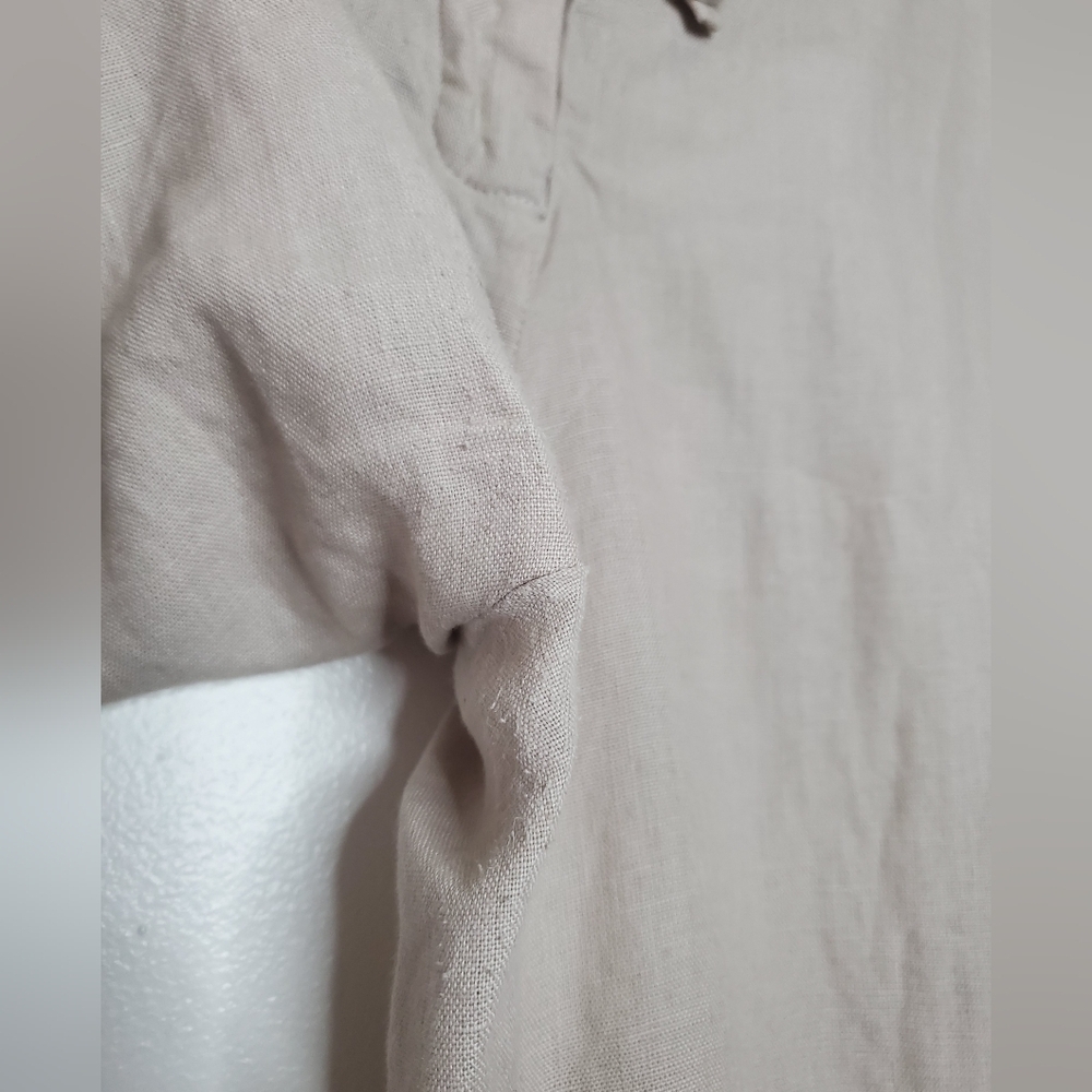 Fabindia Linen Pants Size XL Womens Highwaist Cropped Coastal - Picture 4 of 11